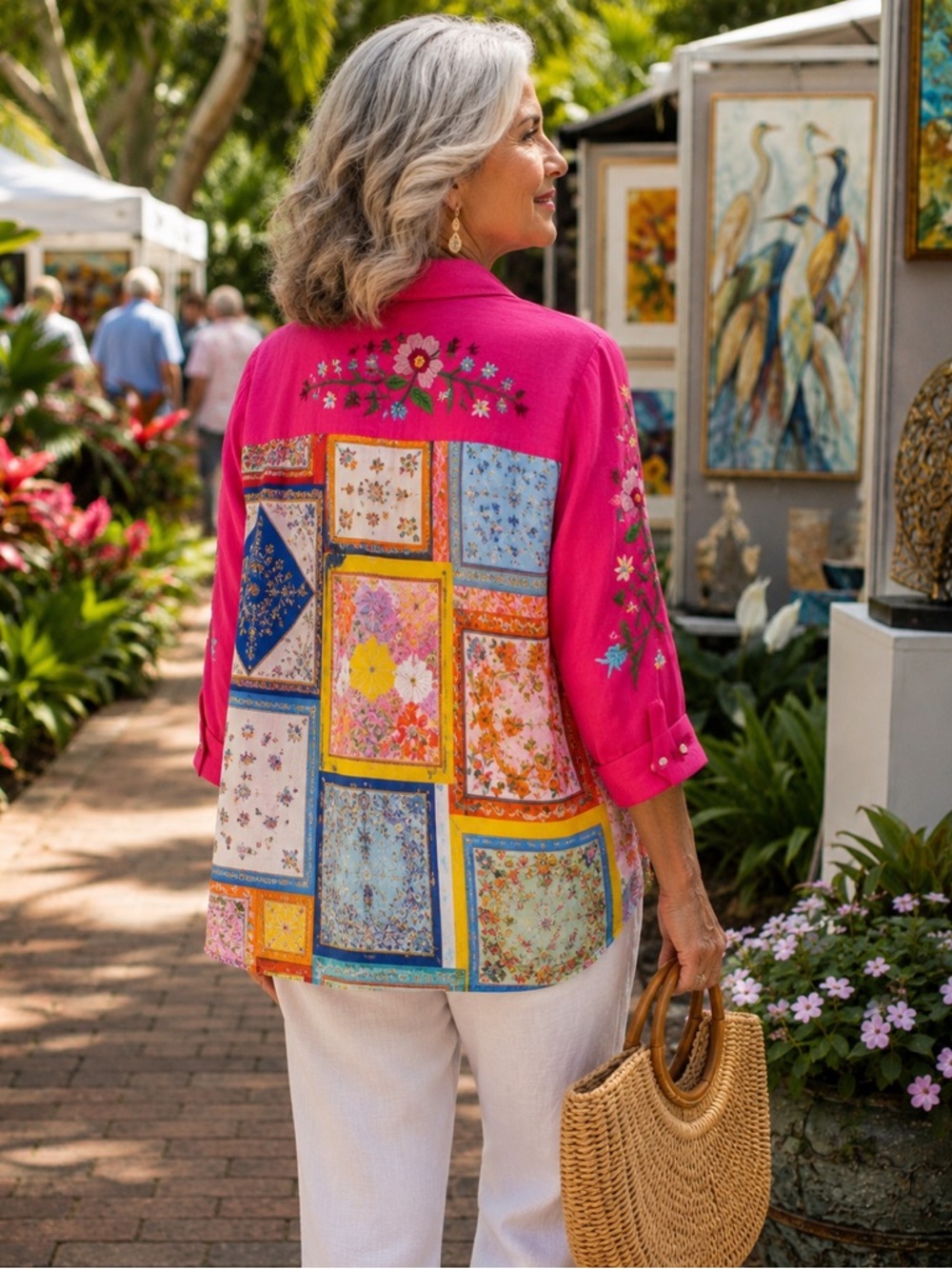 John Mark Hot Pink Textured Top - Picture 4 of 16